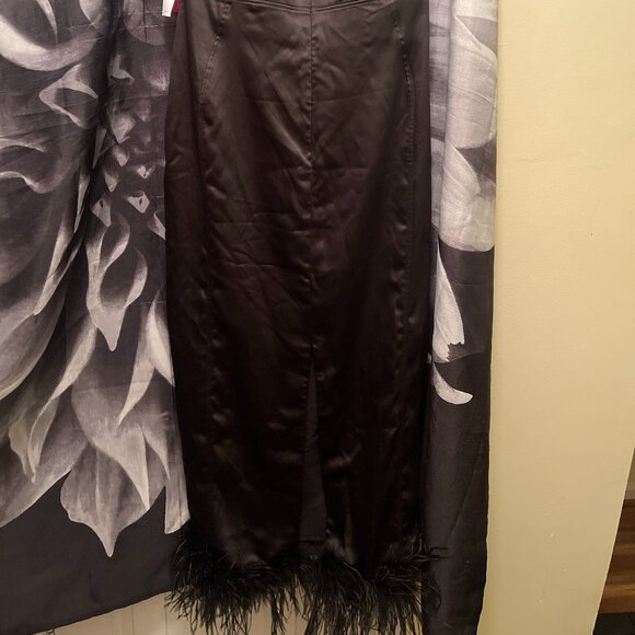 Aqua Faux Feather Trim Strapless Dress - Picture 4 of 5